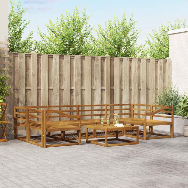 vidaXL Utend&oslash;rs sofa-sett 7 pcs Naturlig Solid akasietre