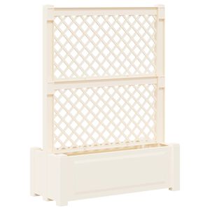 vidaXL Stor plantekasse med espalier Hvit 99,5 x 43 x 133,5 PP