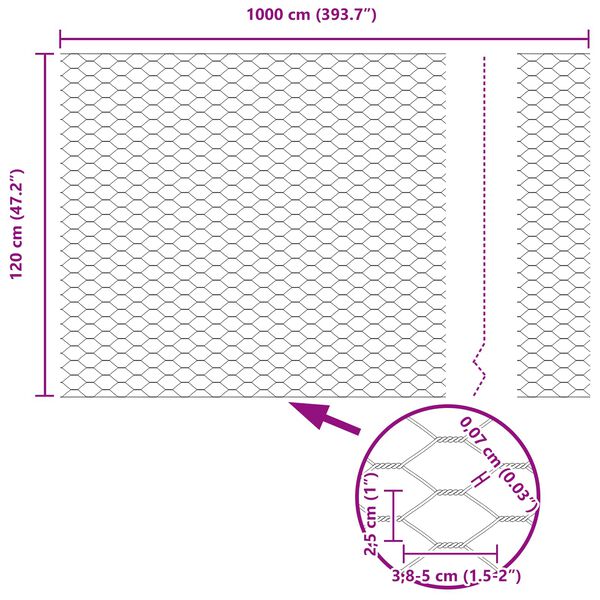 vidaXL Sekskantet gjerde grønn 1.2 x 10 m Stål