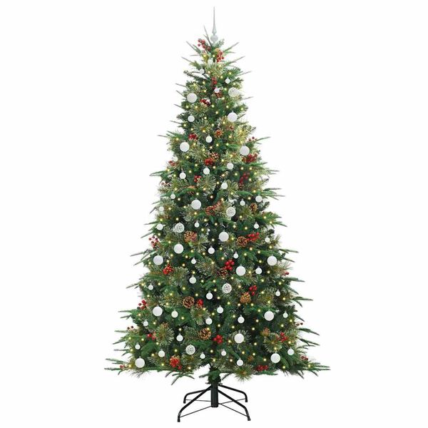 vidaXL Kunstig sammensatt juletre med 300 LED gr&oslash;nn 240 cm PE og PVC