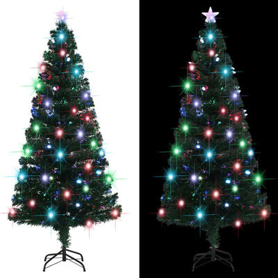 vidaXL Forhåndsbelyst juletre med stativ 180 cm fiberoptikk