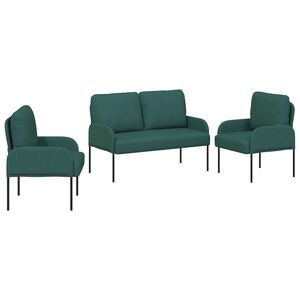 vidaXL Sofasett med pute 3 pcs M&oslash;rkegr&oslash;nn 115 x 56 x 80 cm Kryssfin&eacute;r