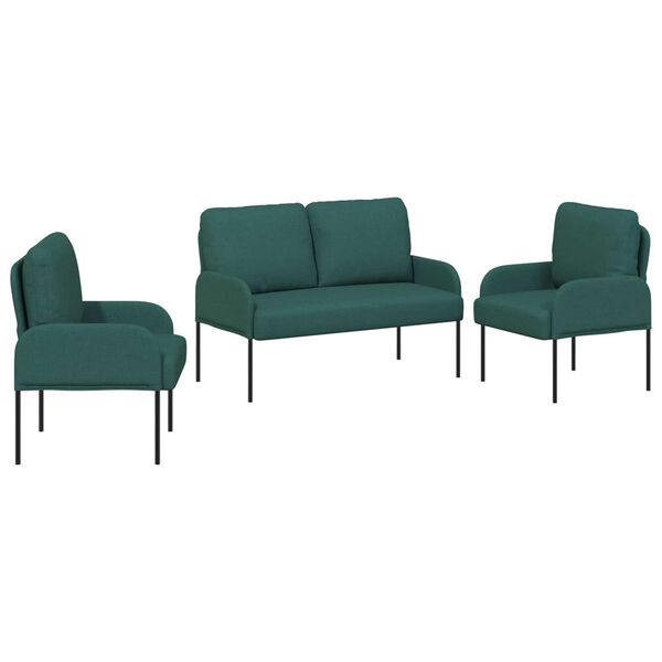 vidaXL Sofasett med pute 3 pcs M&oslash;rkegr&oslash;nn 115 x 56 x 80 cm Kryssfin&eacute;r