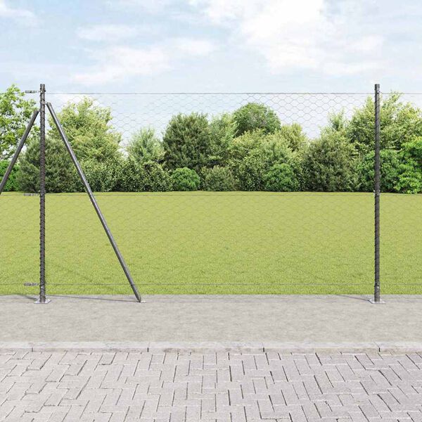 vidaXL Gjerdep&aring;le Gr&aring; 25 x 1,4 m (50 mm mesh) St&aring;l og PVC