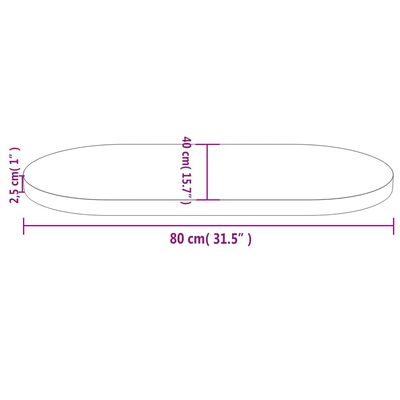 vidaXL Bordplate hvit 80x40x2,5 cm heltre furu oval