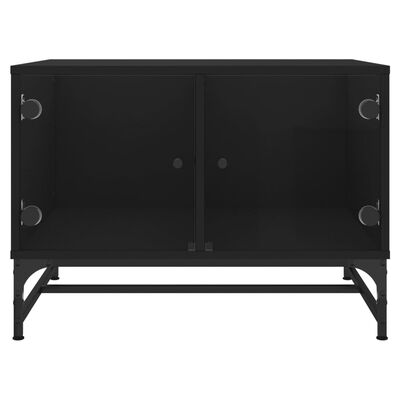vidaXL Salongbord med glassdører svart 68,5x50x50 cm