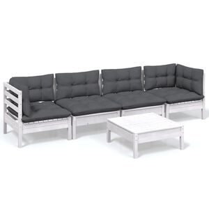 vidaXL Hagesofagruppe med puter 5 deler heltre furu