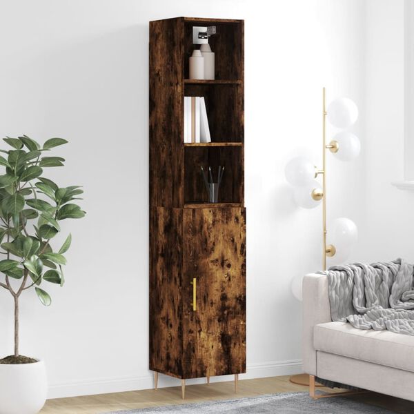 vidaXL Highboard r&oslash;kt eik 34,5x34x180 cm konstruert tre