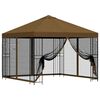 vidaXL Hagepaviljong med sidevegger 3 x 3 m Gr&aring;brun Polyester og st&aring;l