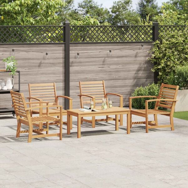vidaXL Hagesofa Set 5 pcs Naturlig Massivt Teaktre