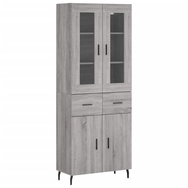 vidaXL Highboard gr&aring; sonoma 69,5x34x180 cm konstruert tre