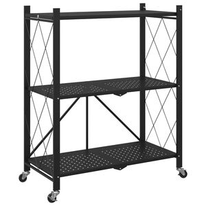 vidaXL Oppbevaringshylle p&aring; hjul svart 71x34x88 cm st&aring;l
