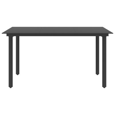 vidaXL Hagebord svart 150x80x74 cm stål og glass