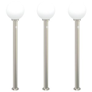 vidaXL Pullertlys med sensor 3 stk 120 cm rustfritt st&aring;l IP44