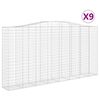 vidaXL Gabionkurver buede 9 stk 400x50x200/220 cm galvanisert jern