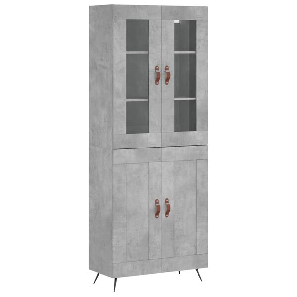 vidaXL Highboard betonggr&aring; 69,5x34x180 cm konstruert tre
