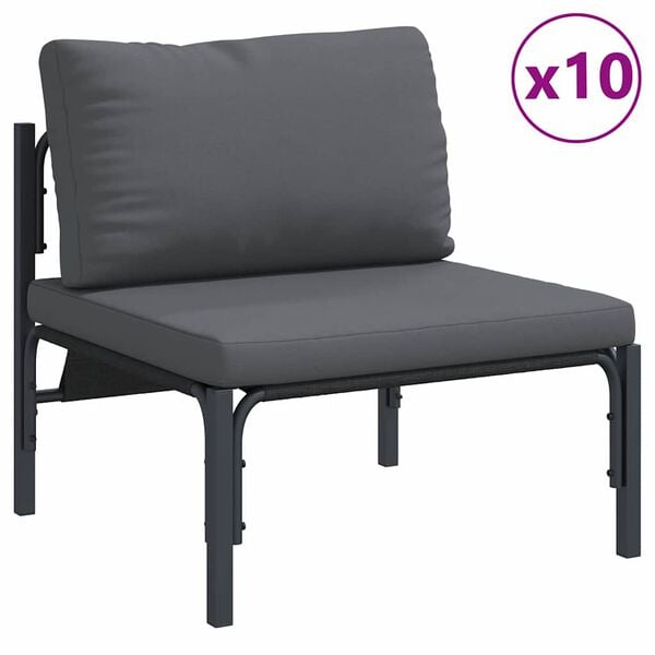 vidaXL Hagesofa Set med pute 13 pcs Svart Stål
