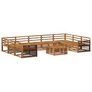 vidaXL Utend&oslash;rs sofa-sett 10 stk. Naturlig Solid akasietre