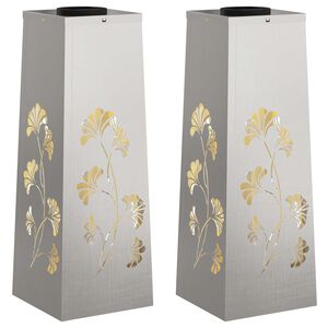 vidaXL Solenergi LED stibelys 2 stk. Varmhvit 18 x 18 x 50 cm
