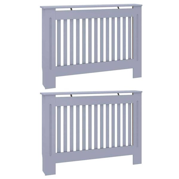 vidaXL Radiator Deksel 2 pcs Grå 112 x 19 x 81,5cm Konstruert tre