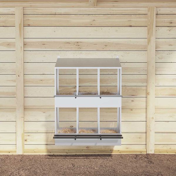 vidaXL kyllinghekkeboks med 6 rom galvanisert sølvmetall