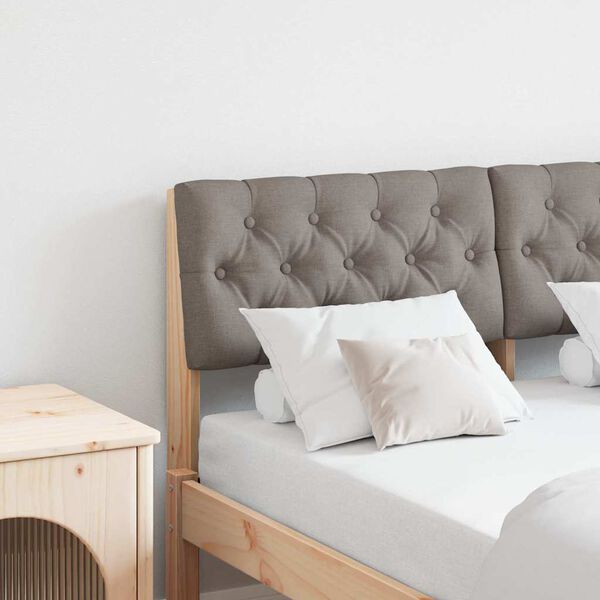 vidaXL Polstret sengegavl Gråbrun 120 cm Massiv furu