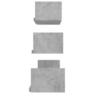 vidaXL Vegghylle 3 stk betonggrå sponplate