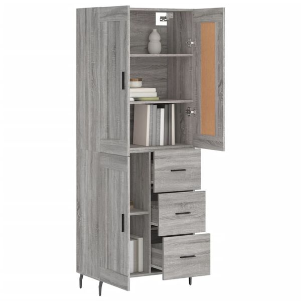 vidaXL Highboard gr&aring; sonoma 69,5x34x180 cm konstruert tre