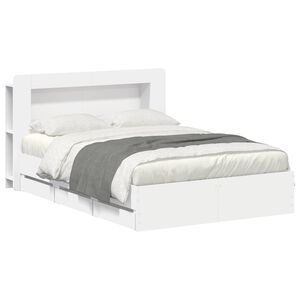 vidaXL Sengeramme med oppbevaring Hvit 150 x 200 cm Konstruert tre