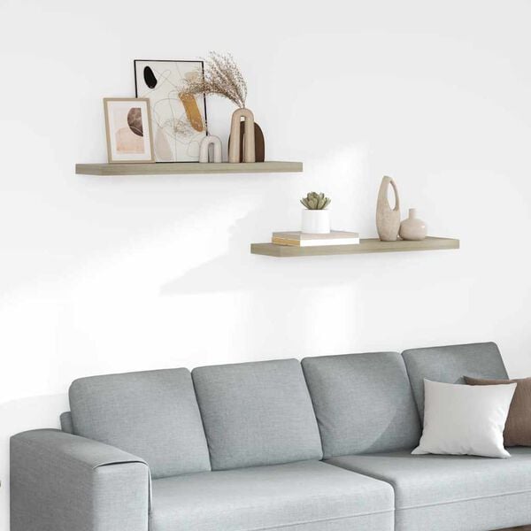vidaXL Flytende vegghyller 2 stk eik 90x23,5x3,8 cm MDF