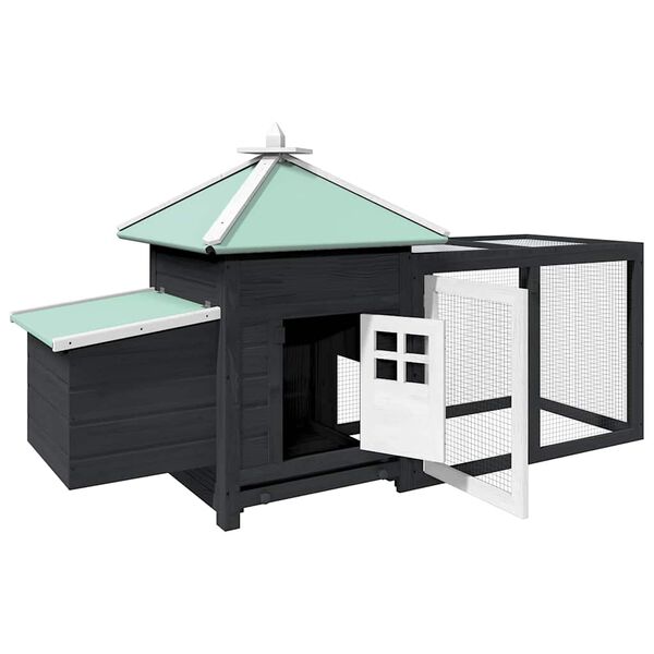 vidaXL Hønsehus med verpekasse grå 190x72x102 cm heltre gran