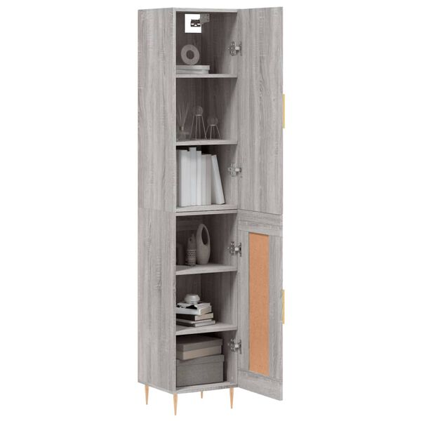 vidaXL Highboard gr&aring; sonoma 34,5x34x180 cm konstruert tre