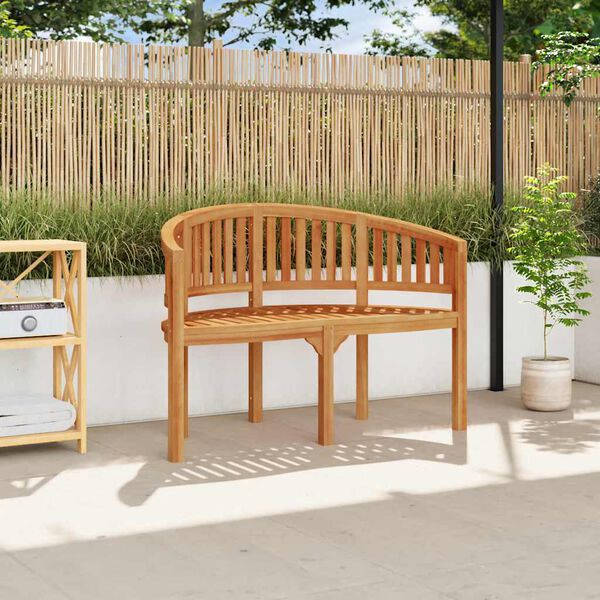 vidaXL Benk bananformet 120 cm heltre teak