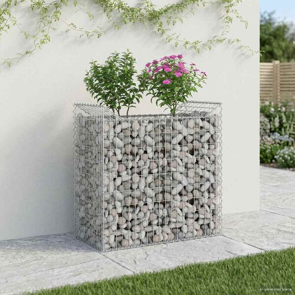 vidaXL Gabion hevet seng s&oslash;lv 50 x 100 x 100 cm Galvanisert St&aring;l