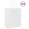 vidaXL Papirposer 250 stk med h&aring;ndtak hvit 18x8x22 cm