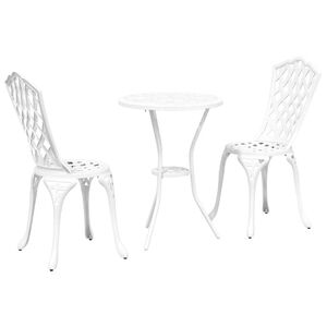 vidaXL Hage Bistro Sett 3 stk. Hvit Aluminium