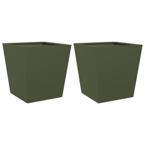 vidaXL Plantekasser 2 stk olivengr&oslash;nn 40x40x40 cm st&aring;l