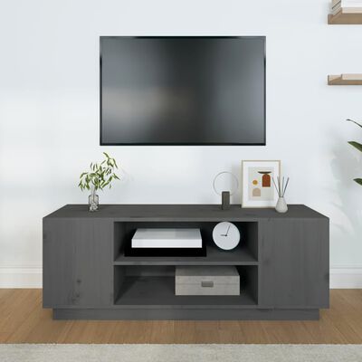 vidaXL TV-benk grå 110x35x40,5 cm heltre furu