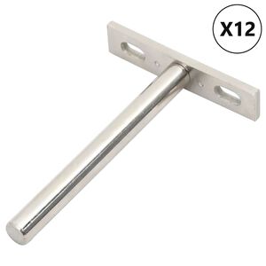 vidaXL Flytende hyllebraketter 12stk usynlig &Oslash;10x100 mm karbonst&aring;l