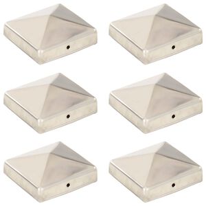 vidaXL Gjerdestolpehatter pyramide 6 stk rustfritt st&aring;l 81x81 mm