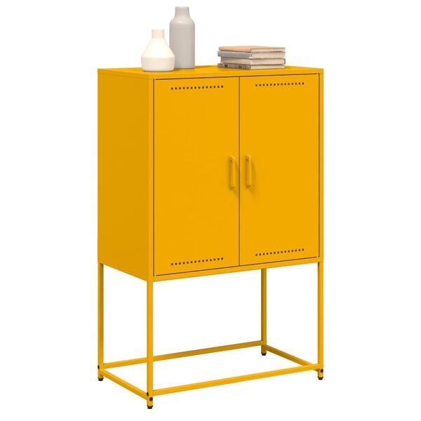 vidaXL Highboard sennepsgul 68,5x38,5x107 cm st&aring;l