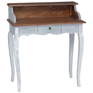 vidaXL Skrivebord Brun og hvit 80 x 40 x 92 cm Massivt mahognitre
