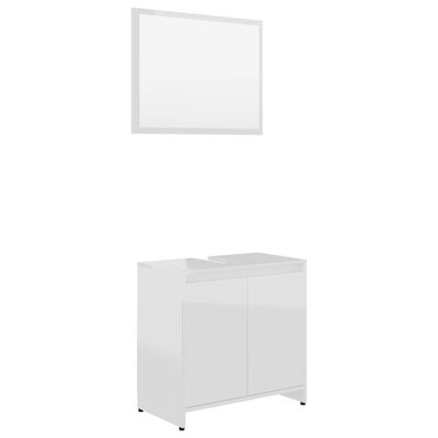vidaXL Baderomsmøbler 3 deler høyglans hvit sponplate