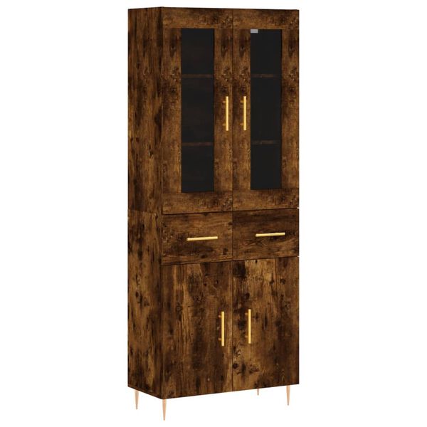vidaXL Highboard røkt eik 69,5x34x180 cm konstruert tre