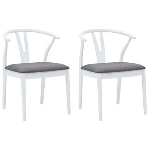 vidaXL Spisestuestol 2 pcs Hvit og Gr&aring; Solid Gummitre