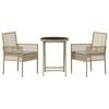 vidaXL Hage Bistro Sett 3 pcs Beige Poly rattan