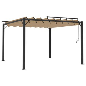 vidaXL Paviljong med lamelltak 3x3 m gr&aring;brun stoff og aluminium