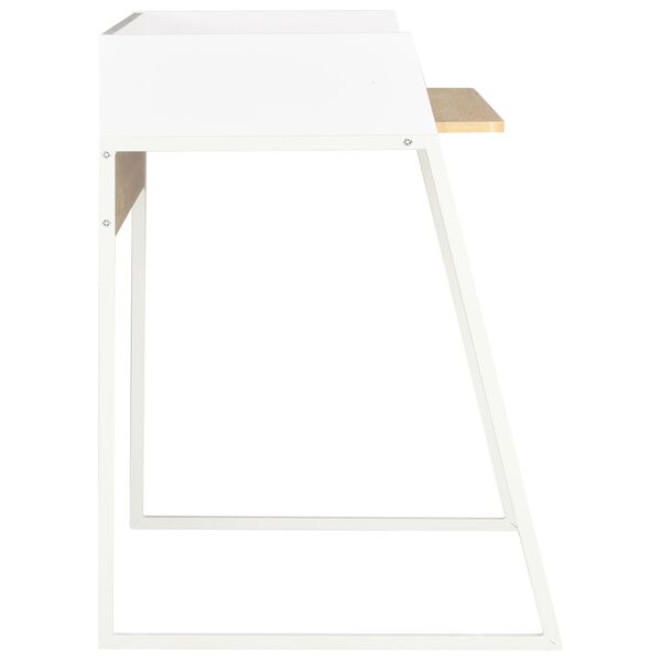 vidaXL Skrivebord hvit og eik 90x60x88 cm