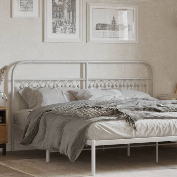 vidaXL Utskiftbar sengegavl i metall hvit 180 cm