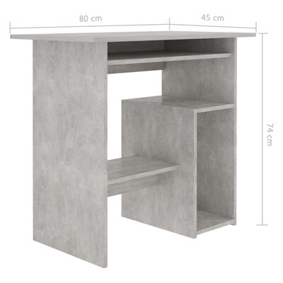 vidaXL Skrivebord betonggrå 80x45x74 cm sponplate